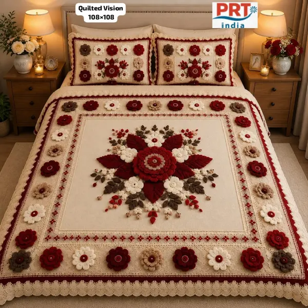King Size Bedsheet | 108×108 Inch | 2 Pillow Covers + Free Big Bath Towel | Weaving Effect Digital Printed
