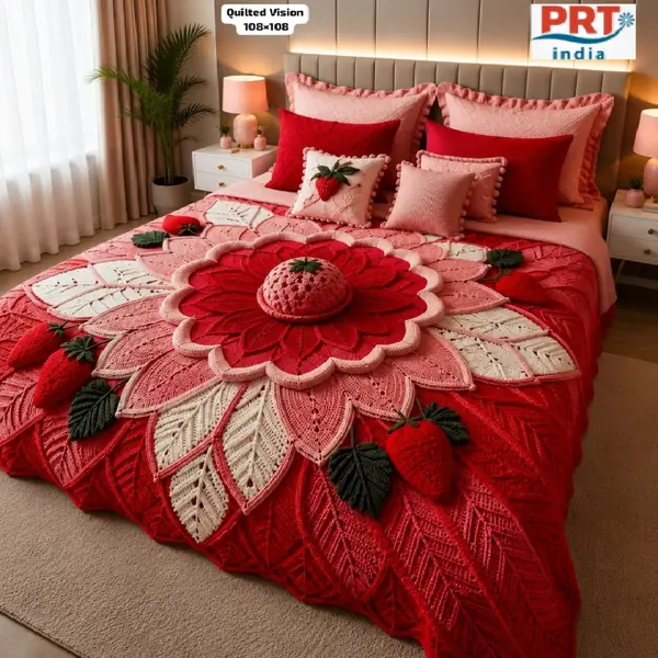 King Size Bedsheet | 108×108 Inch | 2 Pillow Covers + Free Big Bath Towel | Weaving Effect Digital Printed