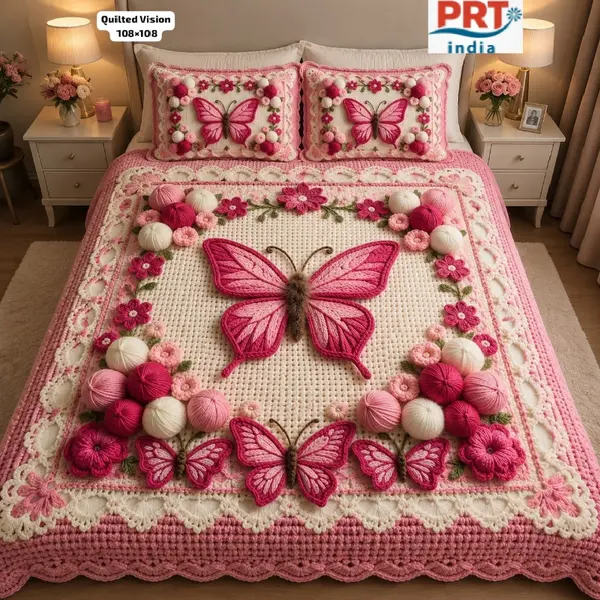 King Size Bedsheet | 108×108 Inch | 2 Pillow Covers + Free Big Bath Towel | Weaving Effect Digital Printed