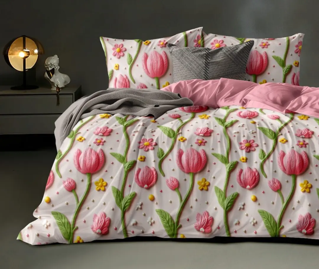 King Size 108"x108" Double Bedsheet With 2 Pillow Covers + 1 Free Bath Towel 1