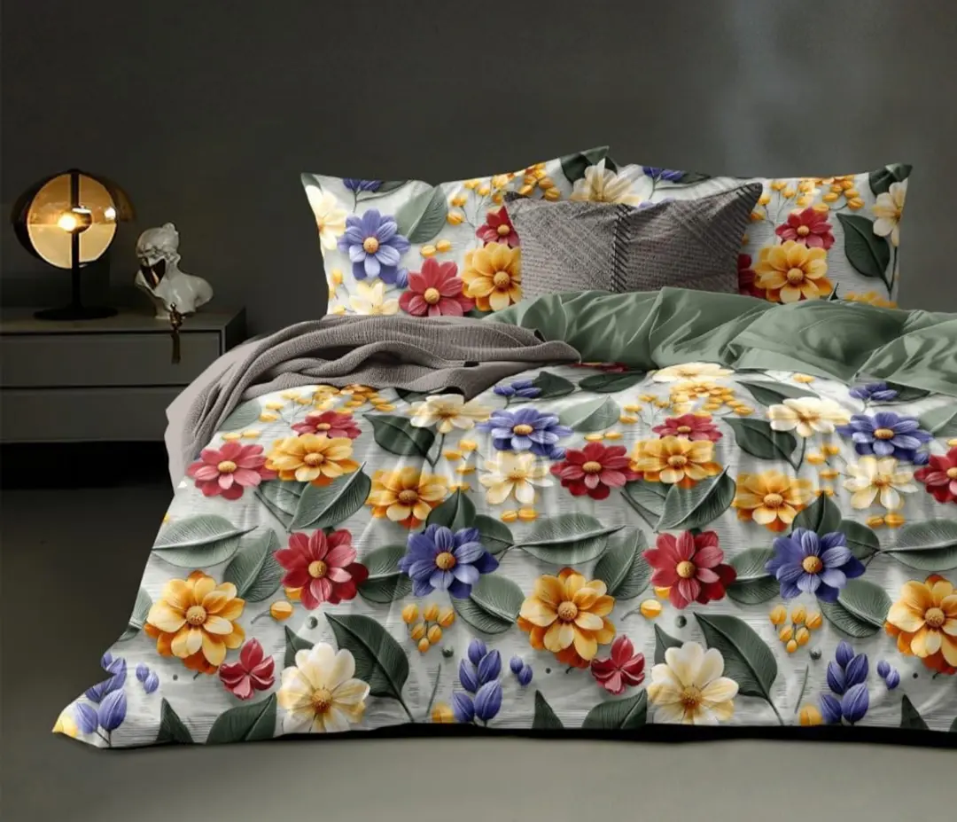 King Size 108"x108" Double Bedsheet With 2 Pillow Covers + 1 Free Bath Towel 1