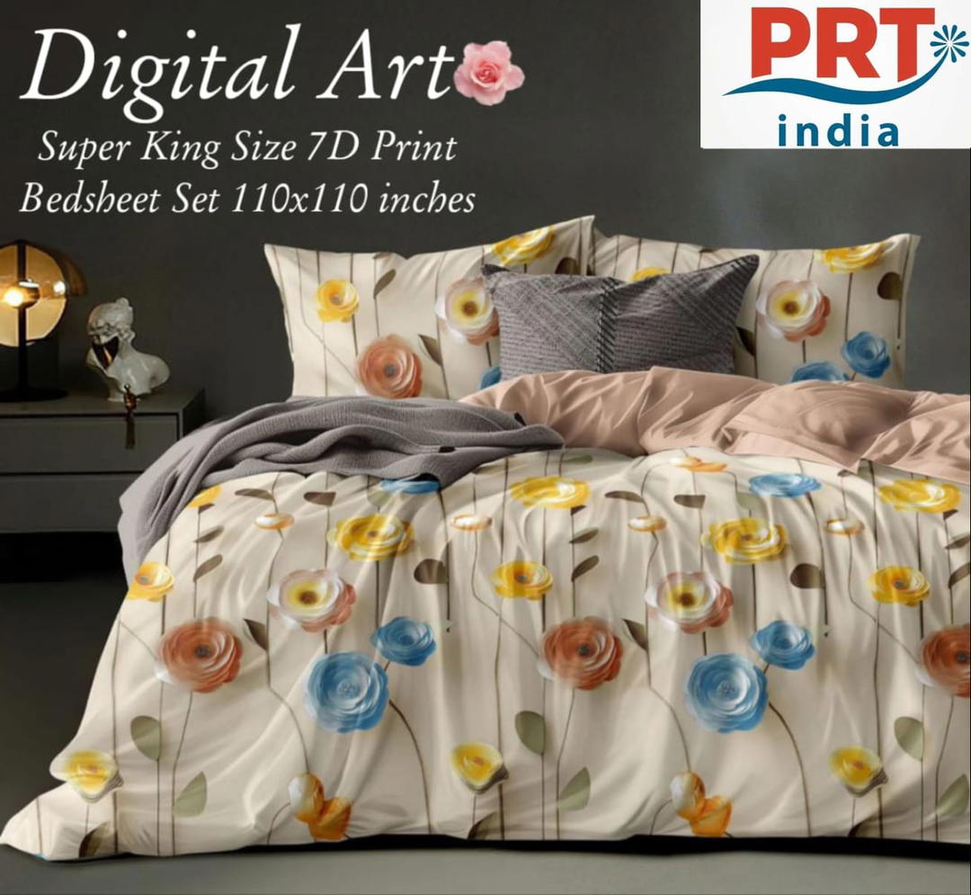 7D King Size Double Bedsheet With 2 Pillow Covers 1