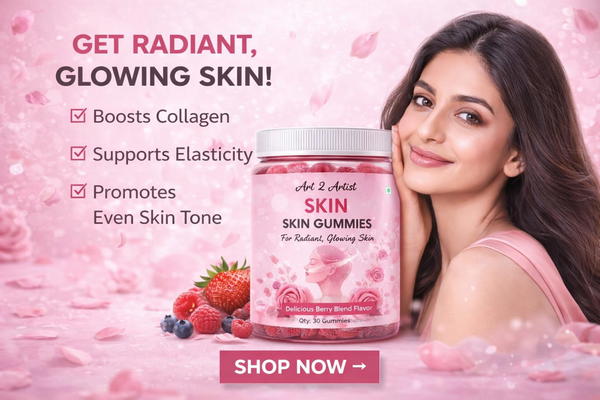 Art2Artist Skin Gummies for Radiant & Glowing Skin | With L-Glutathione, Vitamin C, Biotin & Vitamin E | Delicious Berry Blend | 30 Gummies