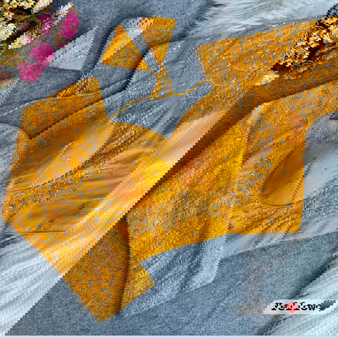 Sabyasachi Style Bridal Silk Full Sleeves Embroidered Blouse 1