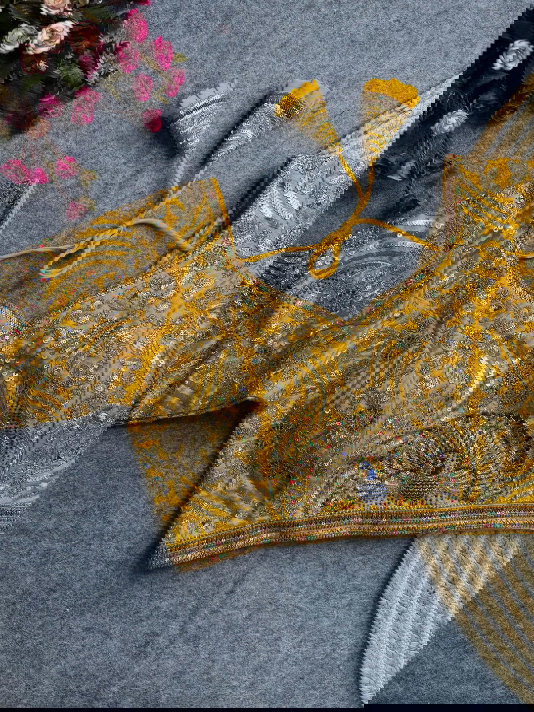 Italian Silk Heavy Peacock Coding Sequin Bridal Readymade Blouse 1