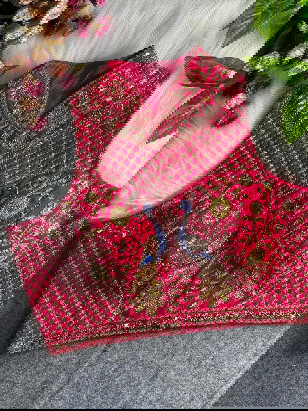 Premium Halter Neck Peacock Embroidered Partywear Blouse 1