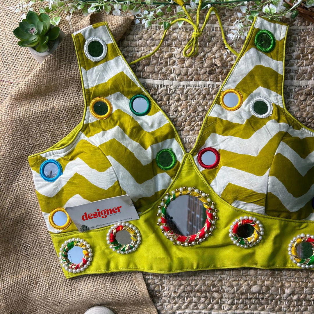 Festive Special Mirror Work Readymade Blouse 1