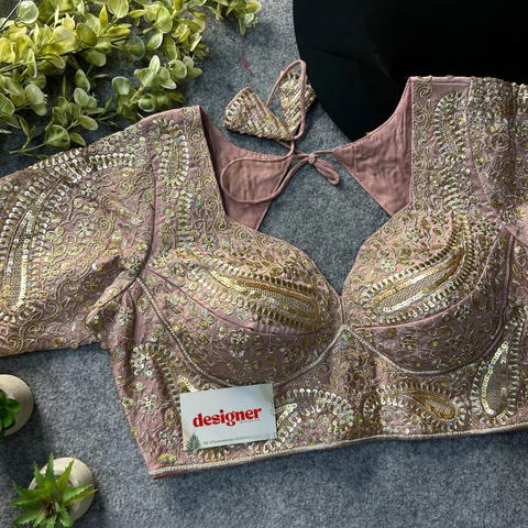Italian Silk Readymade Designer Blouse with Sequin & Codding Work