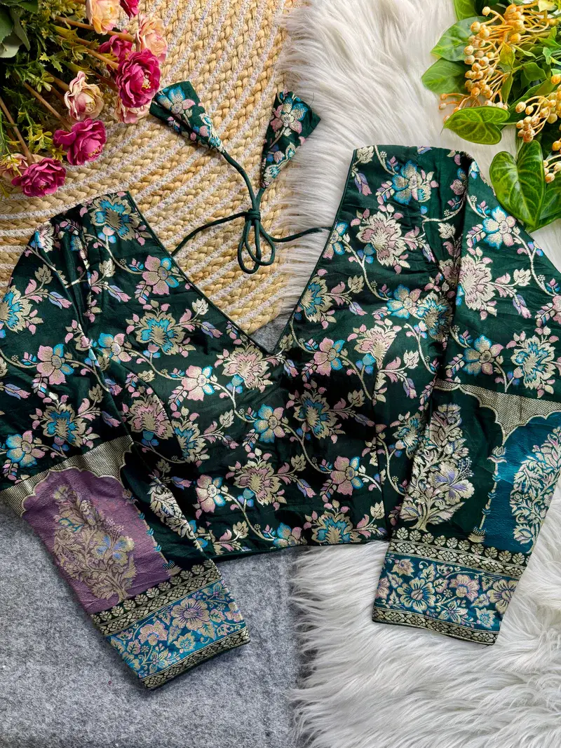 Premium Soft Dola Silk Long Sleeve Designer Blouse 1