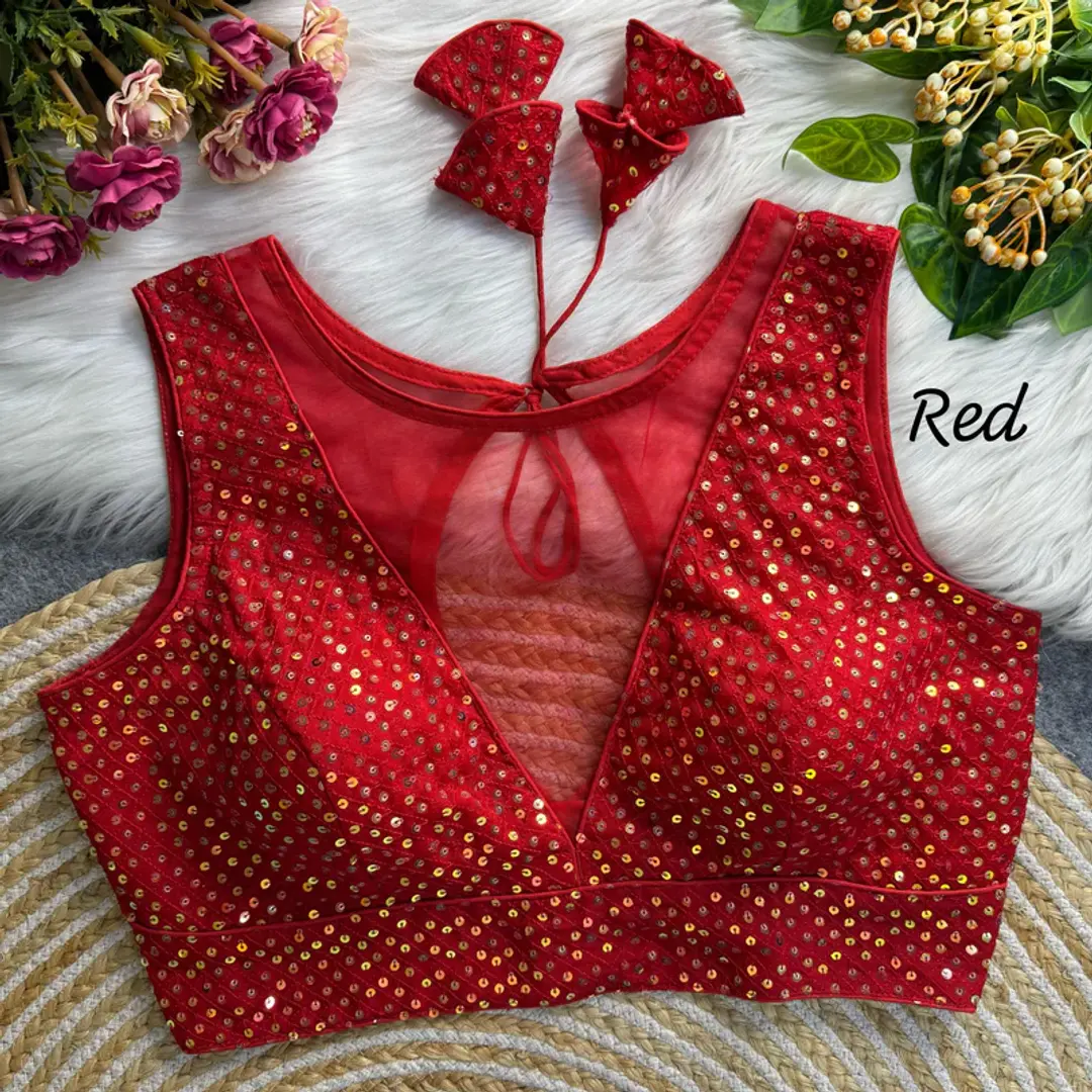 Imported Net Sequence Work Bridal Style Blouse 1