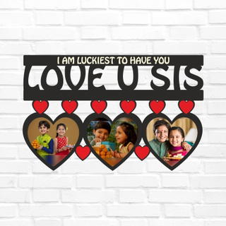 Love You Sis - Wall Hanging Frame - 3 Photos 1