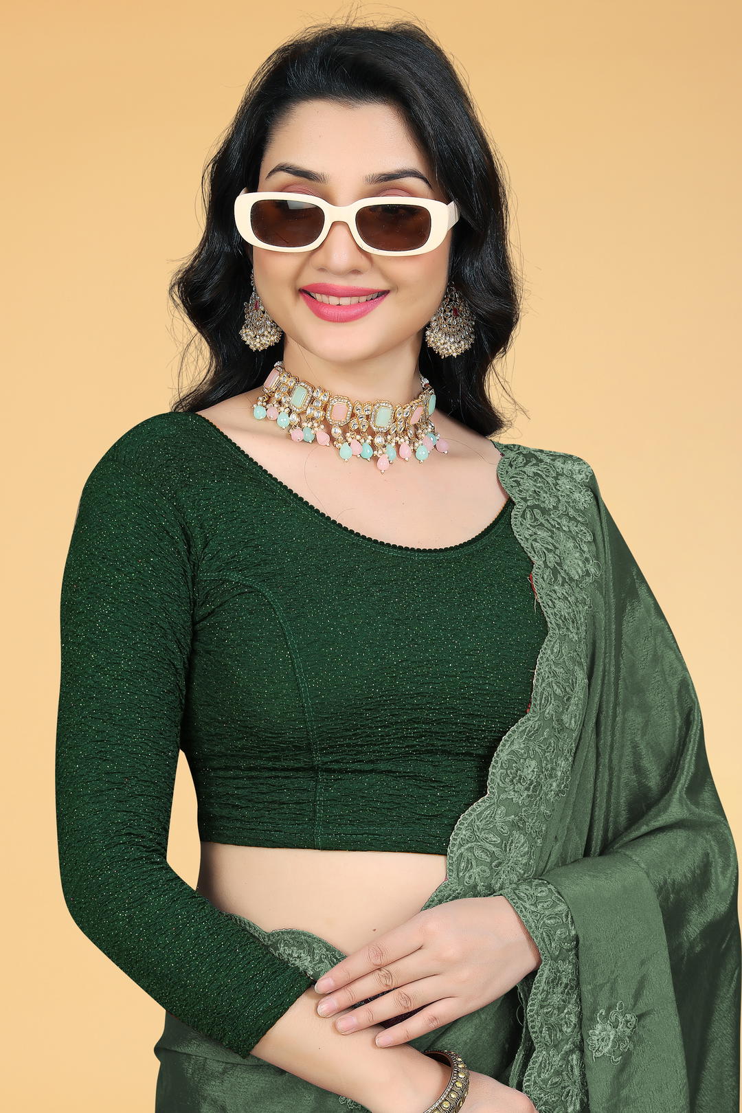 Round Neck Cotton Lycra|Stretchable Blouse for Women|Readymade Blouse for Women|Blouses|Stretchable Blouse Readymade 1