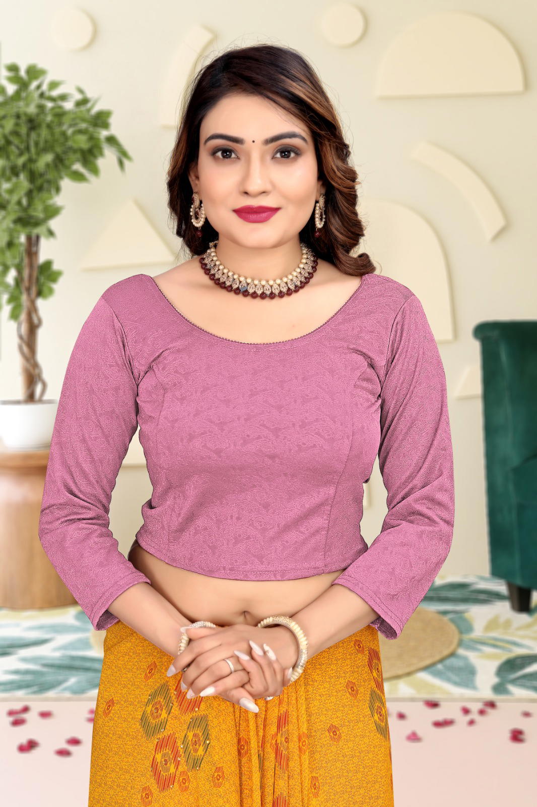 Round Neck Cotton Lycra|Stretchable Blouse for Women|Readymade Blouse for Women|Blouses|Stretchable Blouse Readymade 1