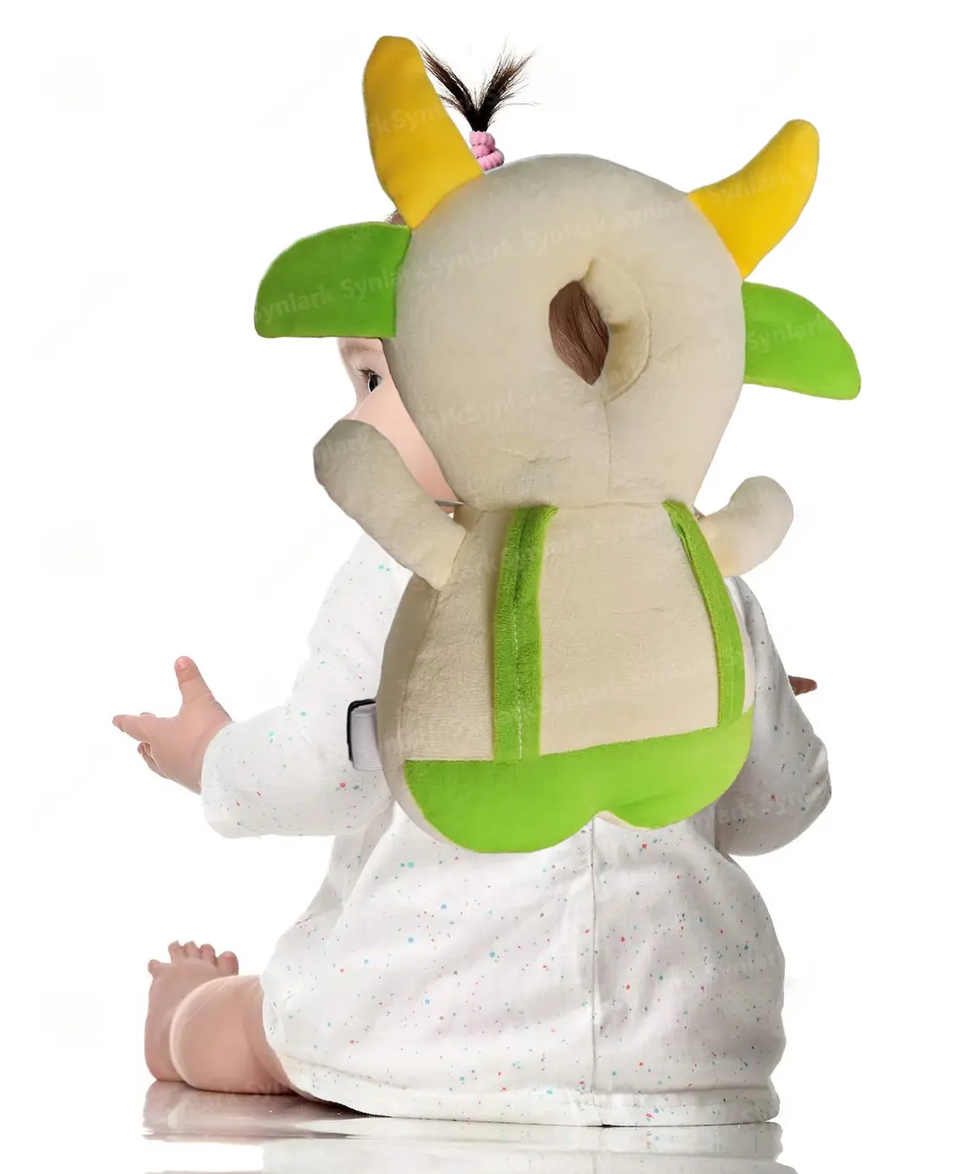 Baby Head Protector – Cow Pad - Green Soft Cushion 1