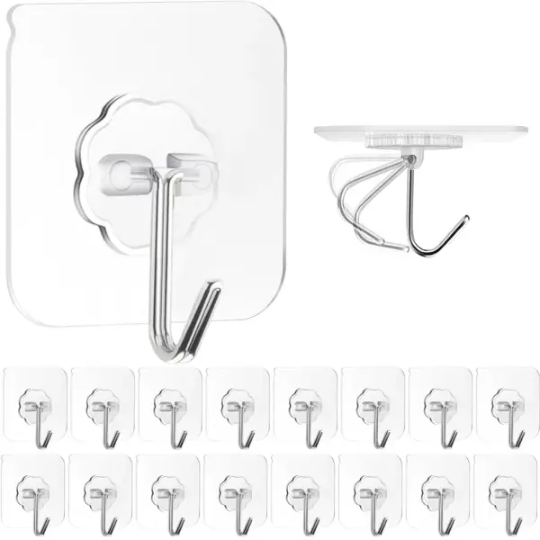 Heavy Duty Flower Adhesive Wall Hooks - 10 Pc Transparent Set
