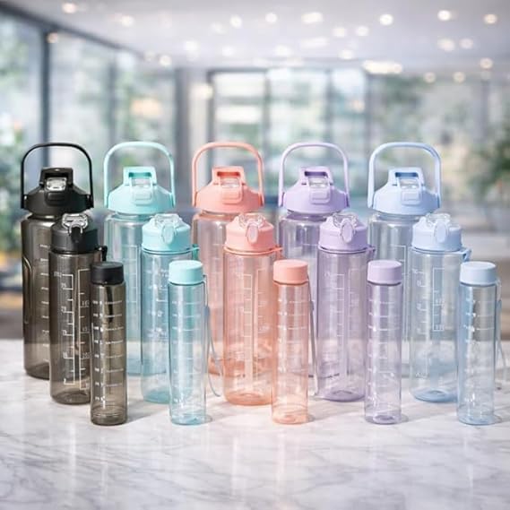 Motivational Water Bottle Set (3 Pcs) Transparent Bottel 1