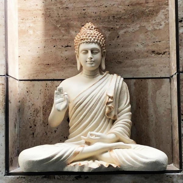 Big Size Meditating Beige Color Buddha Idol Statue Showpiece for Home Garden Living Room Decor Decoration Gift Gifting Items, 14 inches