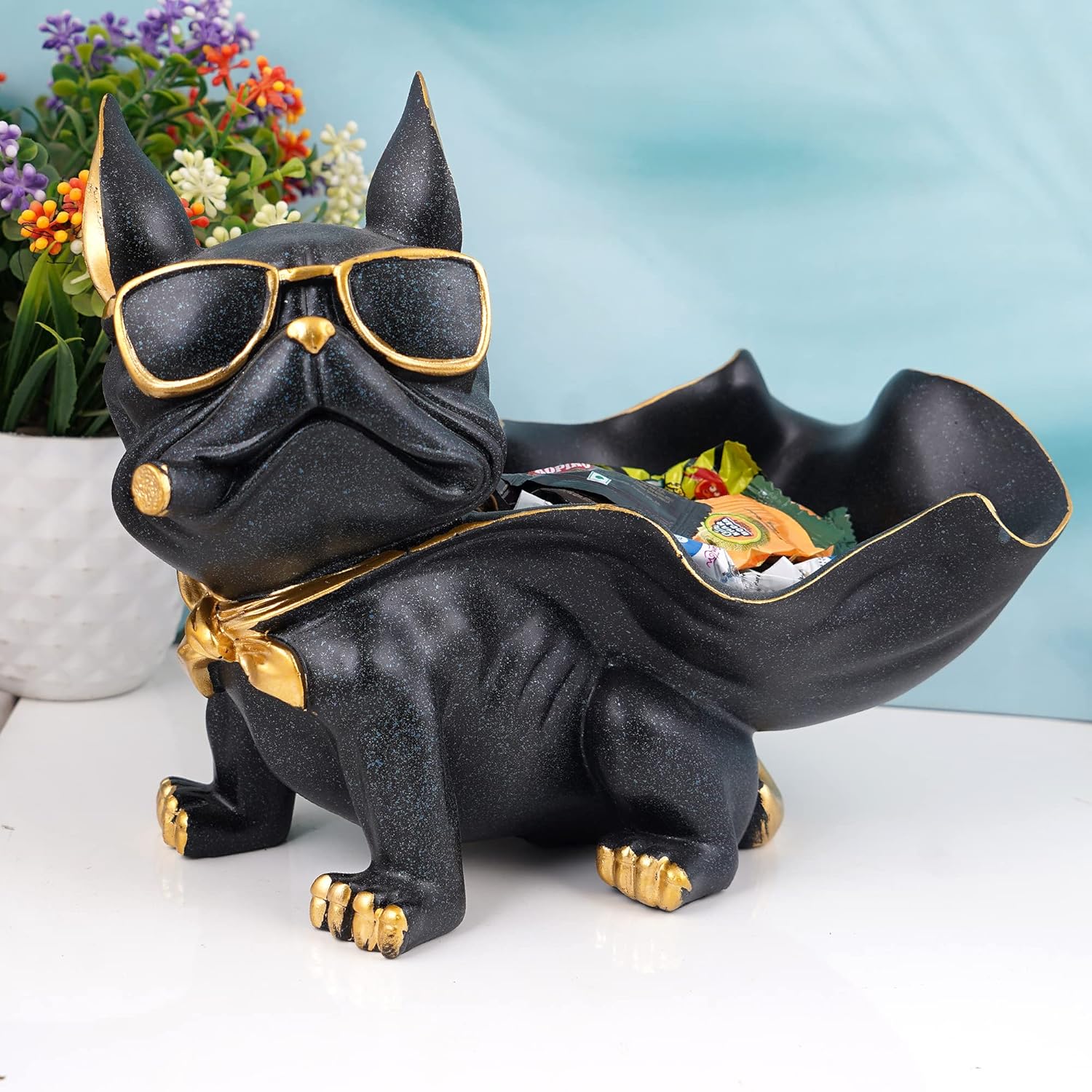 Dog Showpiece for Home Decor showpiece (7.5 inch)(Resin, Black) 1