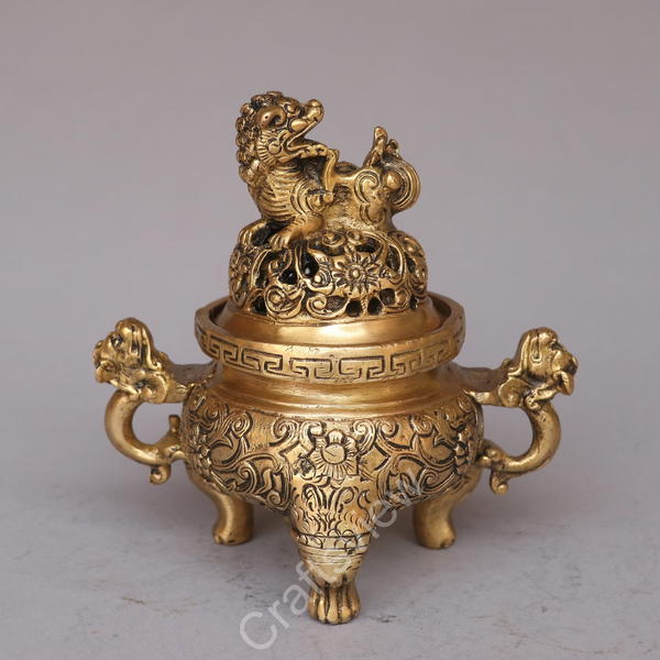 Brass Dragón Pot Incense Burner Figurine