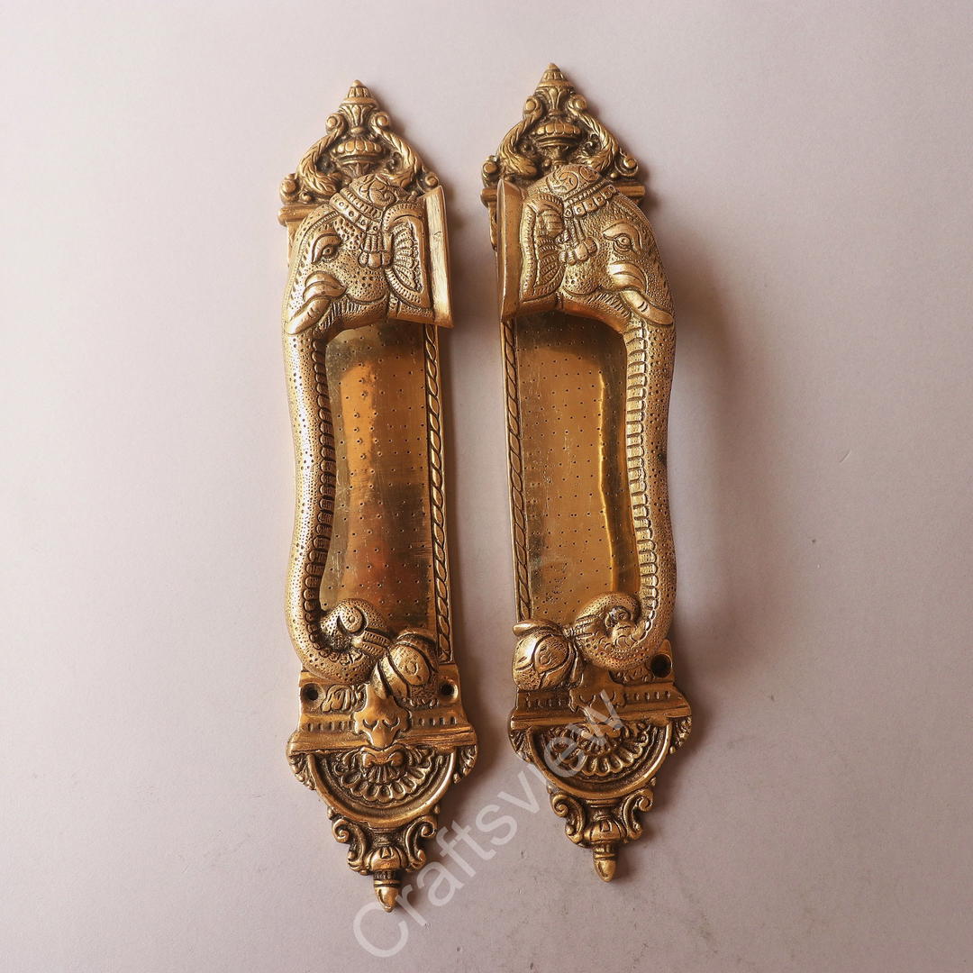 Brass Elephant Door Handle 25 Set 1