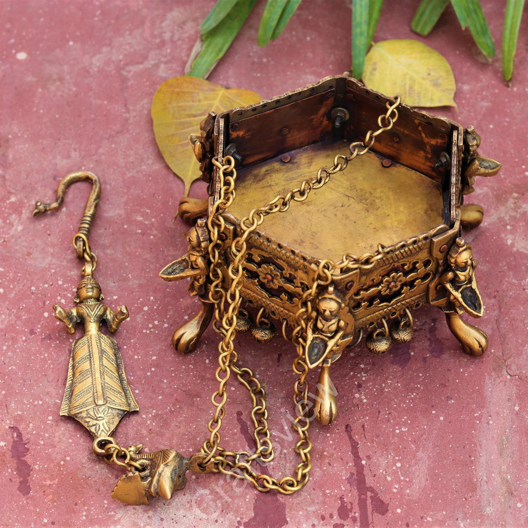 Brass Hexagonal Hanging Planter 1