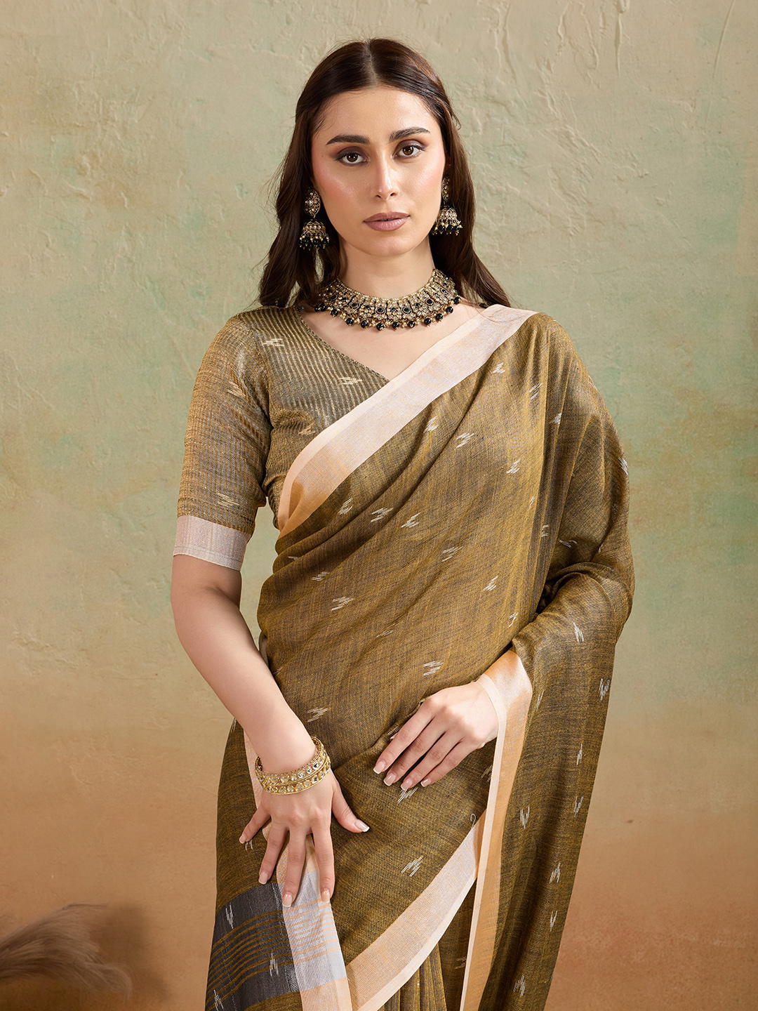 BFM Woven Bollywood Linen Sarees Saree 1