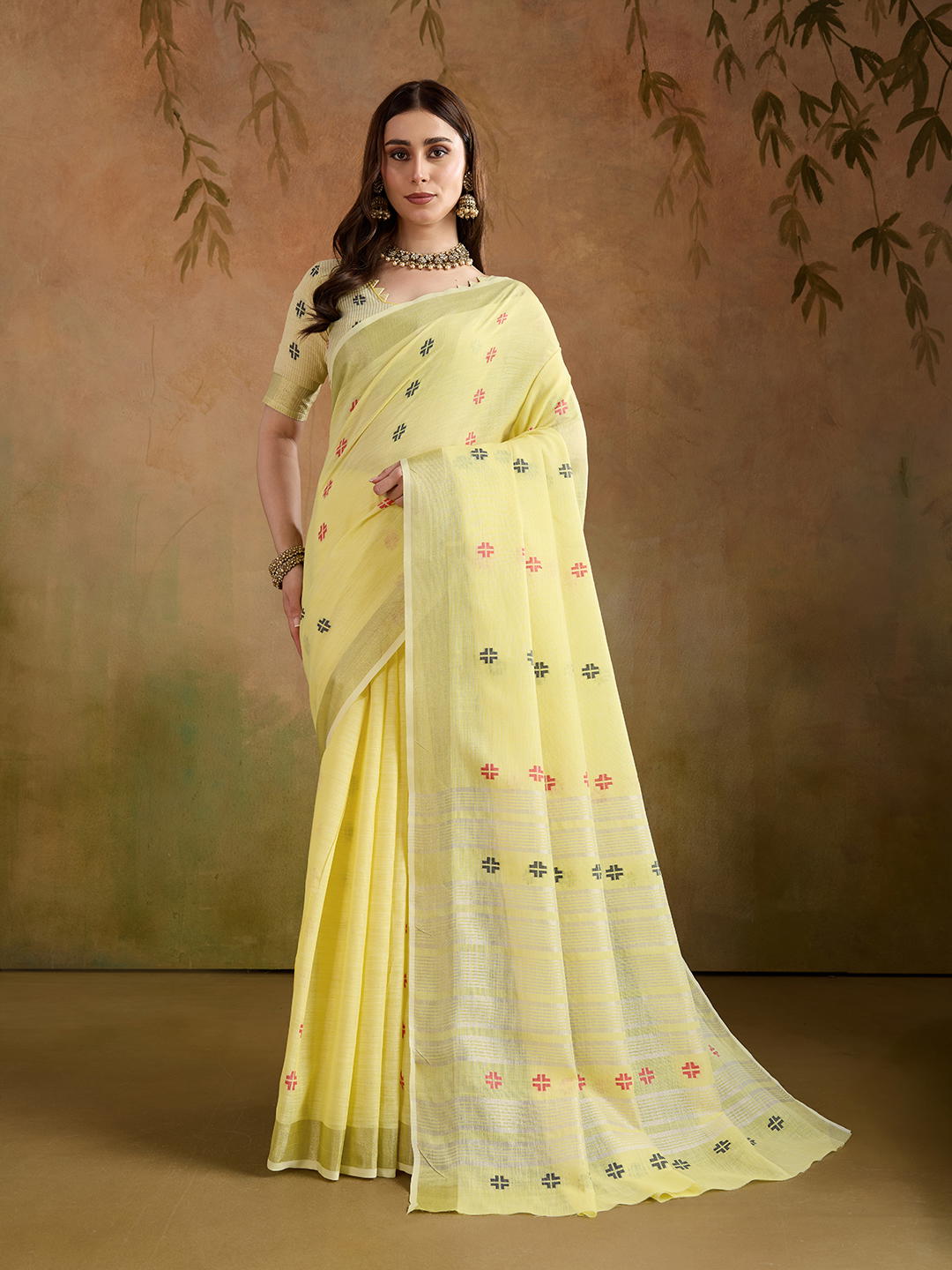 BFM Woven Bollywood Linen Sarees Saree 1