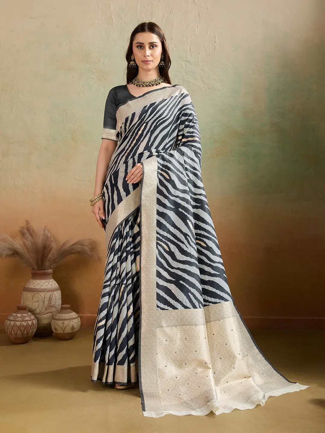 BFM Printed Bollywood Cotton Blend Saree 1