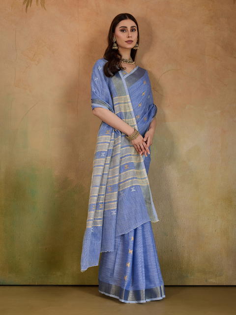 BFM Woven Bollywood Linen Sarees Saree