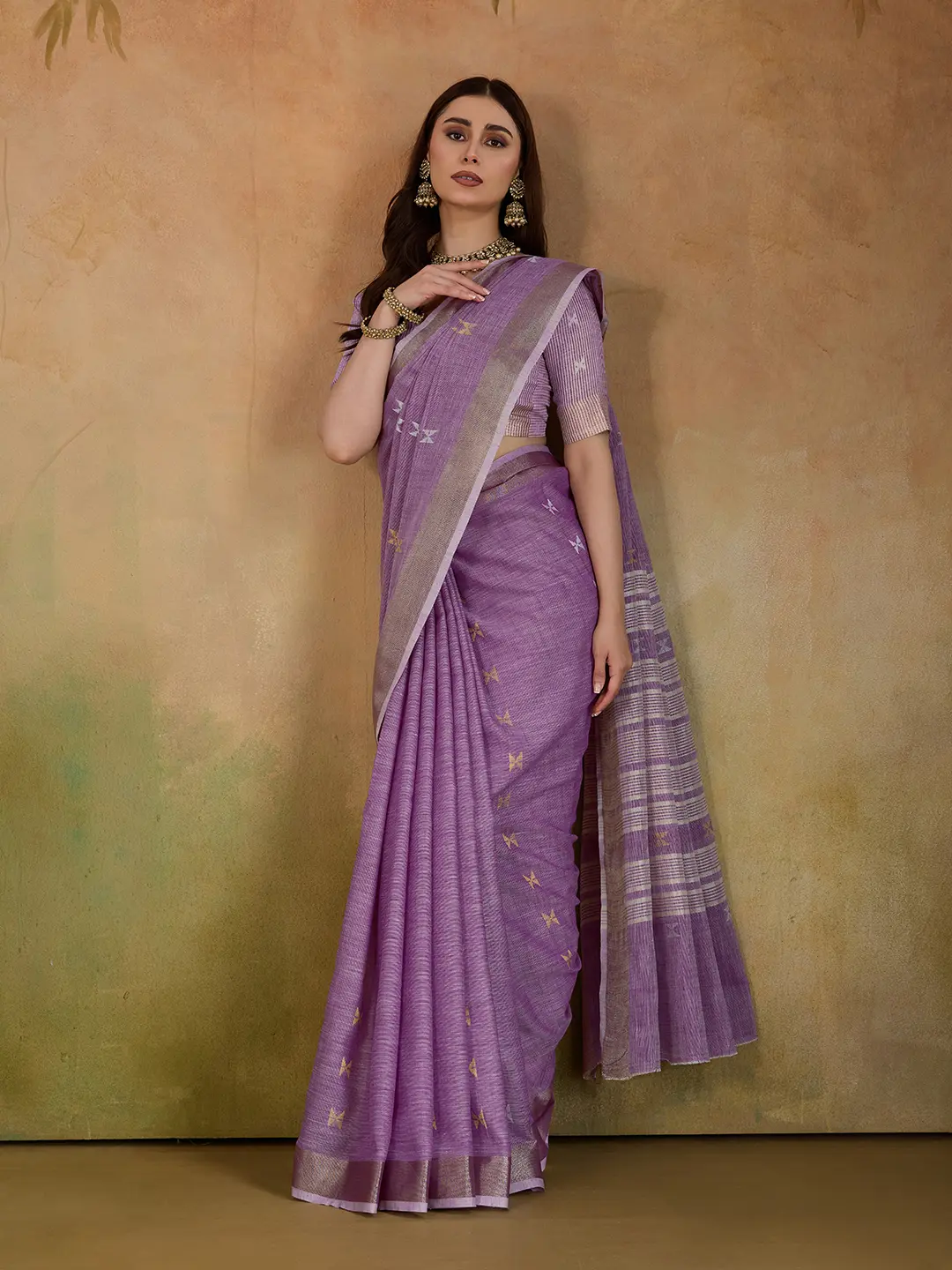 BFM Woven Bollywood Linen Sarees Saree 1