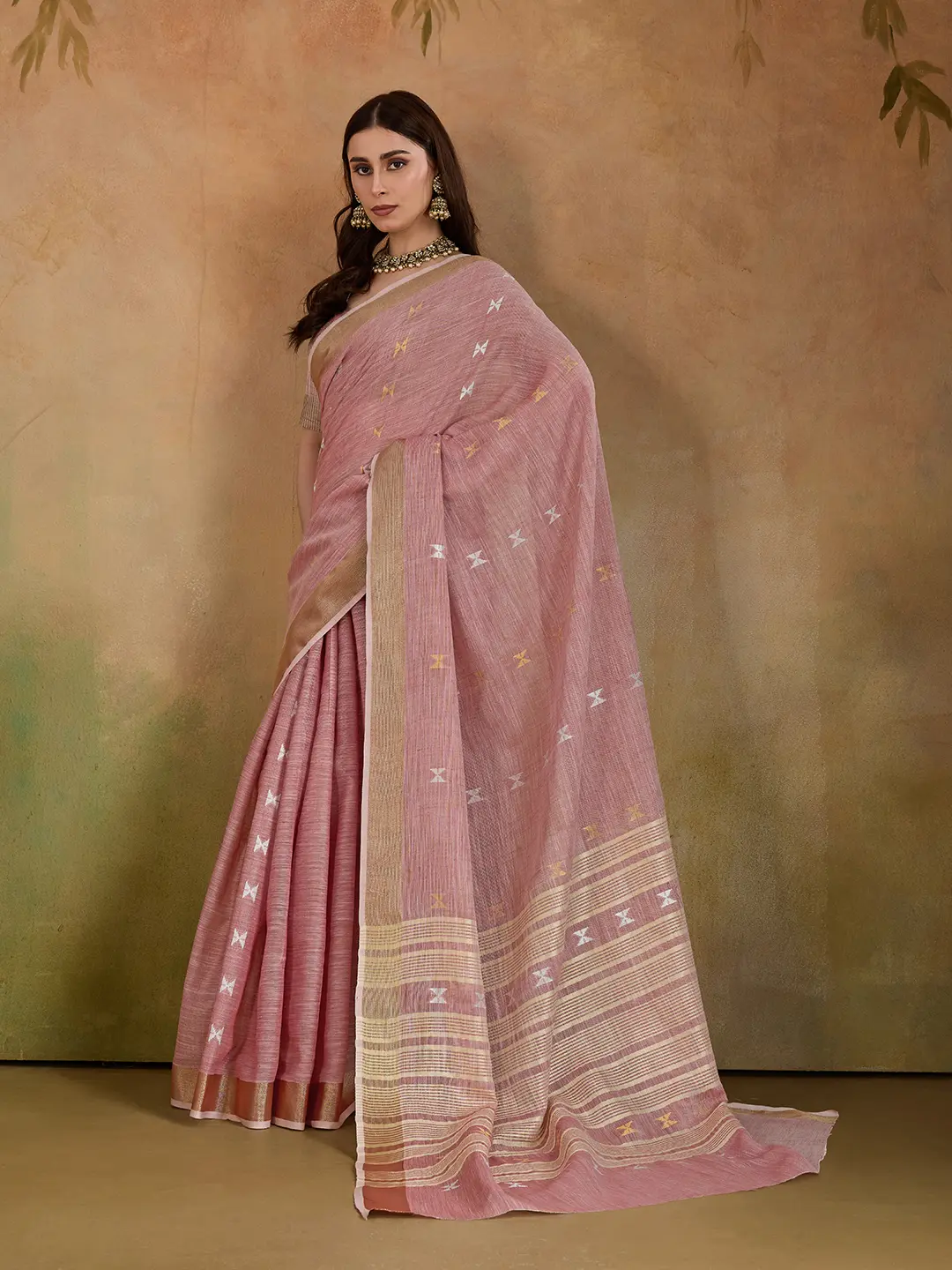 BFM Woven Bollywood Linen Sarees Saree 1