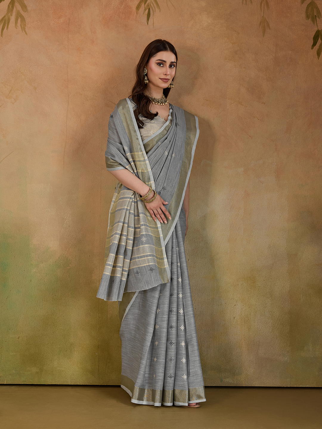 BFM Woven Bollywood Linen Sarees Saree 1