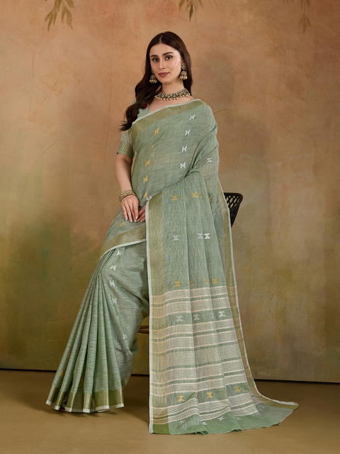 BFM Woven Bollywood Linen Sarees Saree