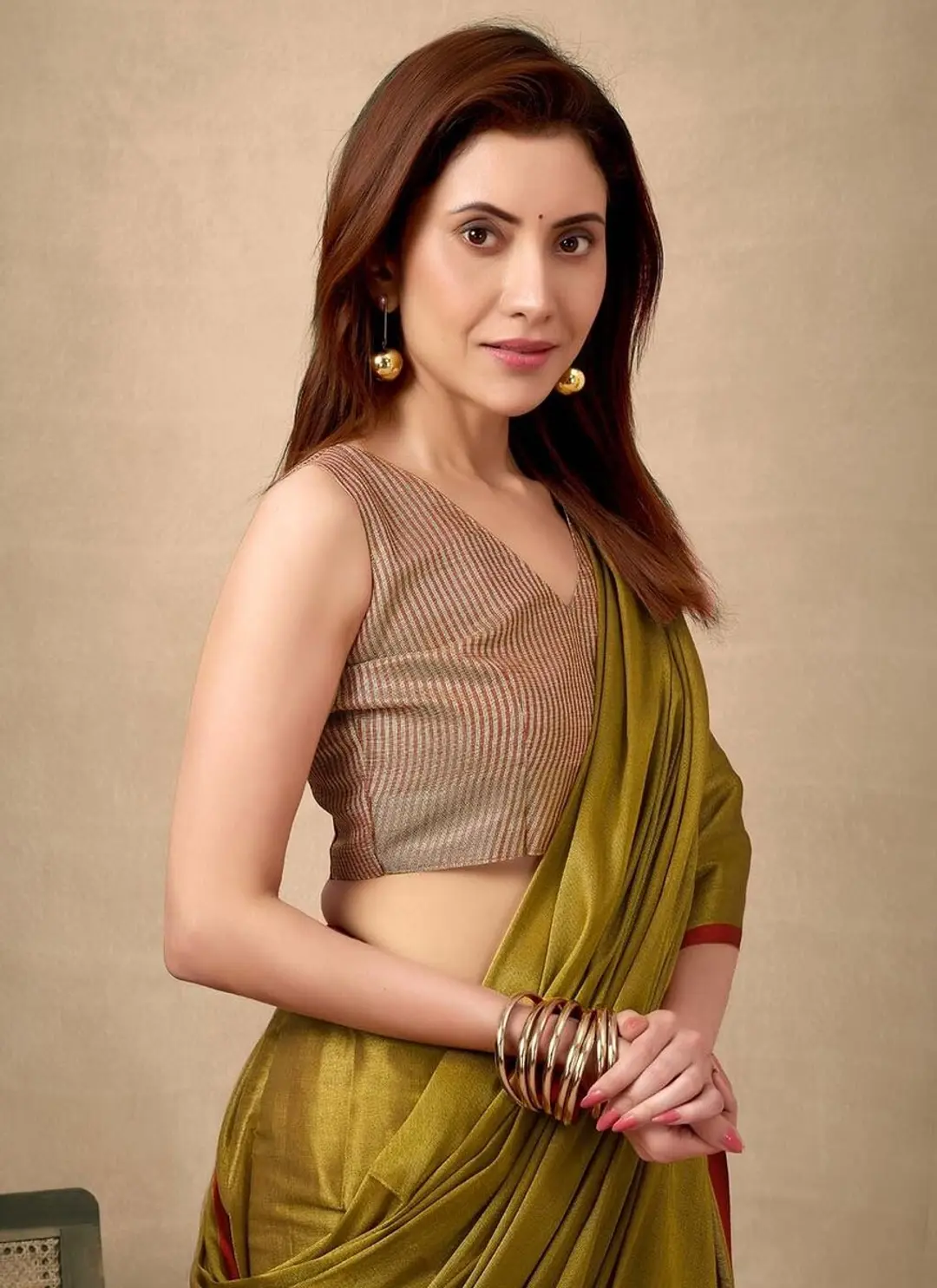 BFM Womens Tissue Saree Gold  Self Design Woven Designer Saree for Women 1