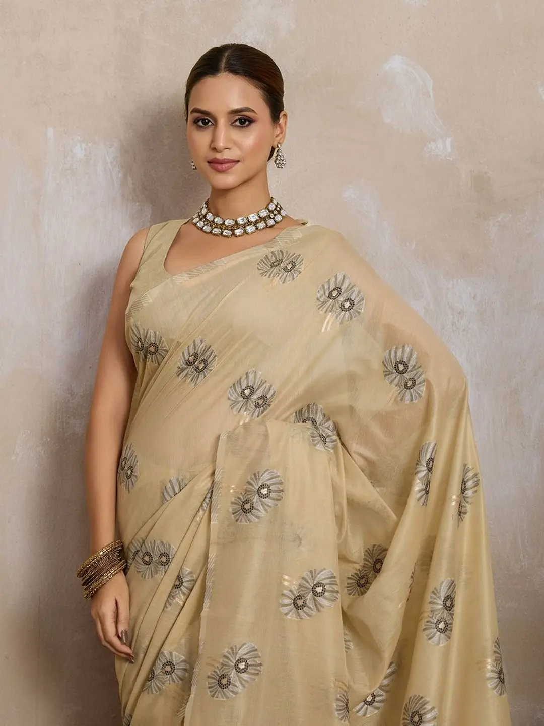 BFM Gold Sea Green Cotton Blend Floral Print Saree with Solid Border Soft Lightweight Saree for Women 1