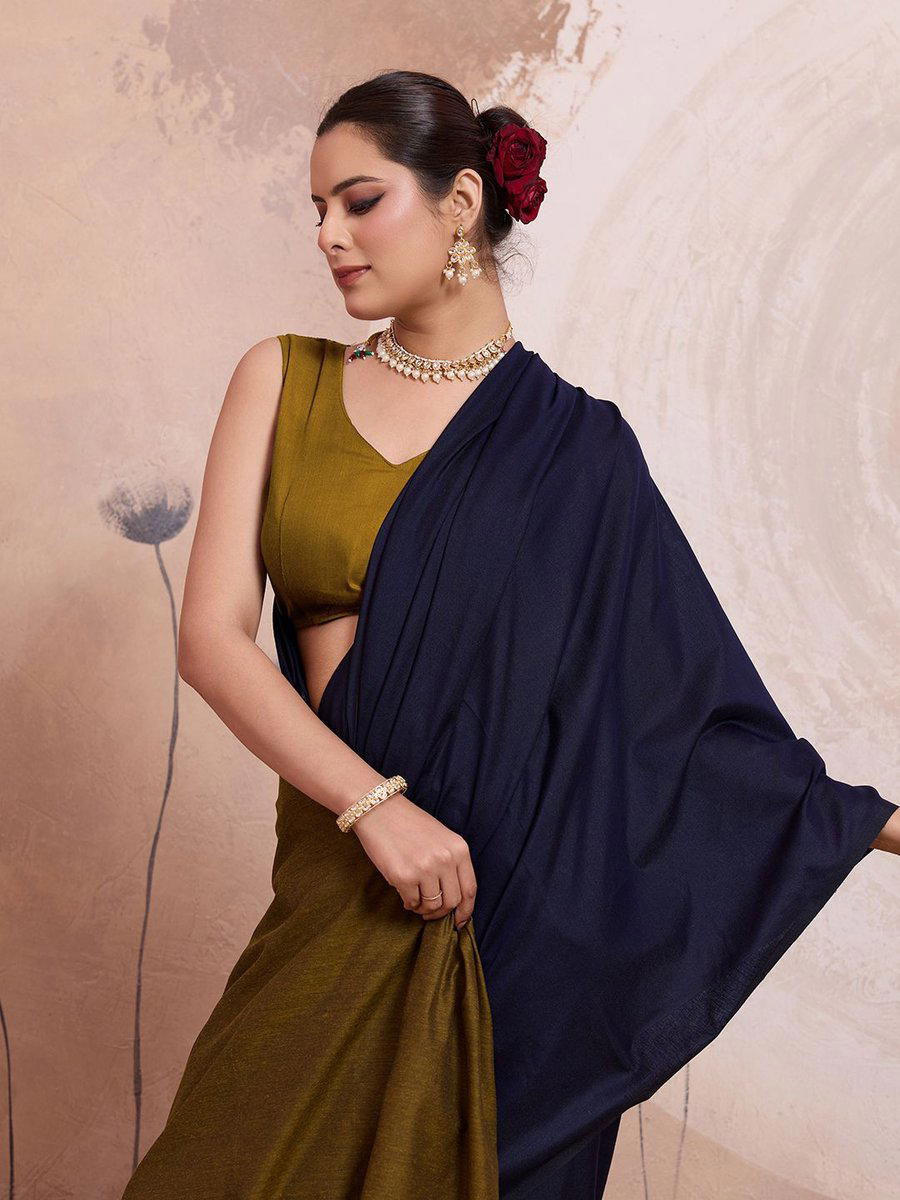 BFM Solid/Plain Daily Wear Handloom Mulmul Saree 1