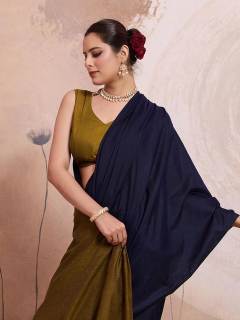 BFM Solid/Plain Daily Wear Handloom Mulmul Saree