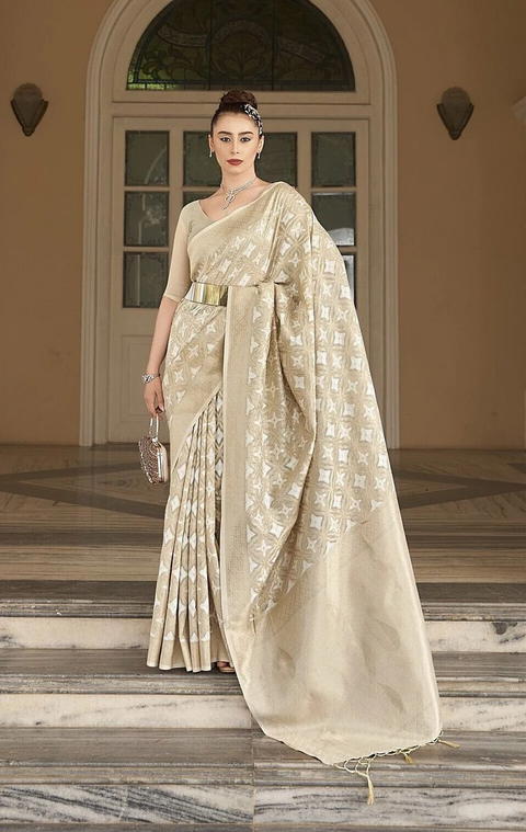 BFM Woven, Embroidered, Embellished Bollywood Cotton Blend Saree