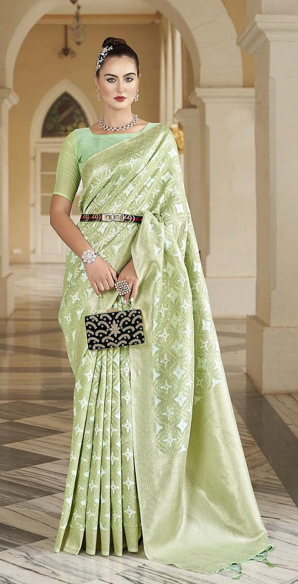 BFM Woven, Embroidered, Embellished Bollywood Cotton Blend Saree 1