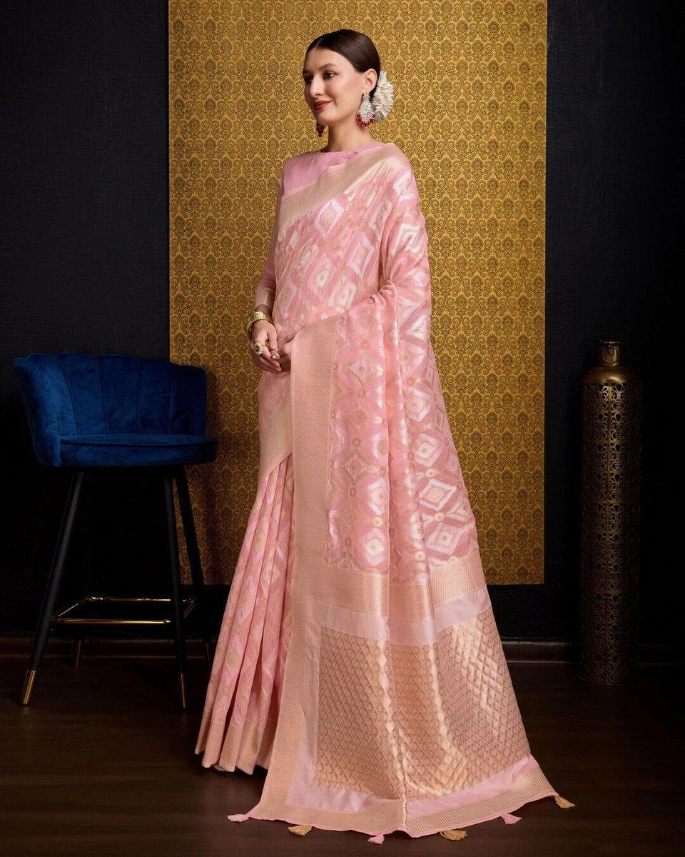 BFM Geometric Print, Floral Print Bollywood Linen Sarees Saree 1