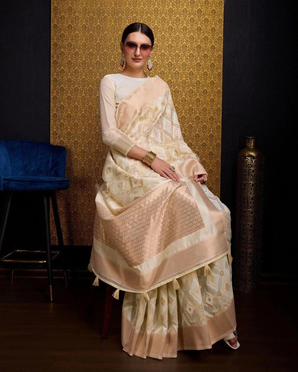 BFM Geometric Print, Floral Print Bollywood Linen Sarees Saree 1