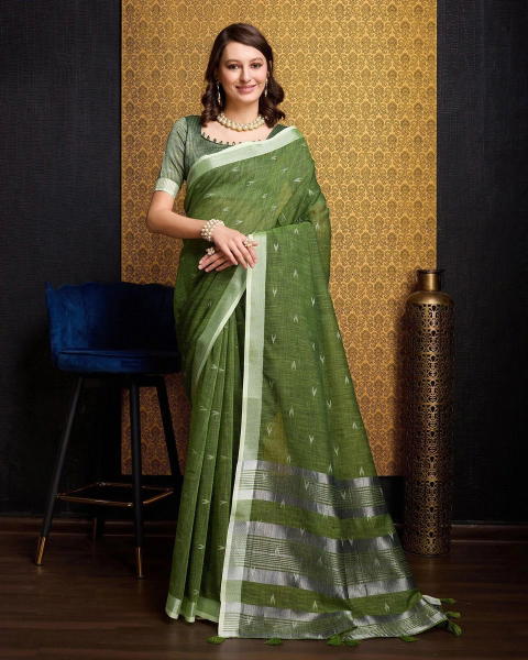 BFM Geometric Print, Woven Bollywood Linen Sarees Saree
