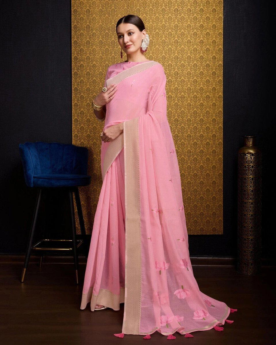 BFM Floral Print Bollywood Cotton Blend Saree 1