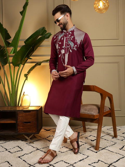 MEN-KURTA-PEACOCK-EMB-BEIGE-