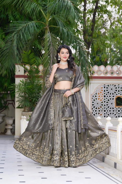 LUSTROUS GOLD CRUSH LEHENGA CHOLI