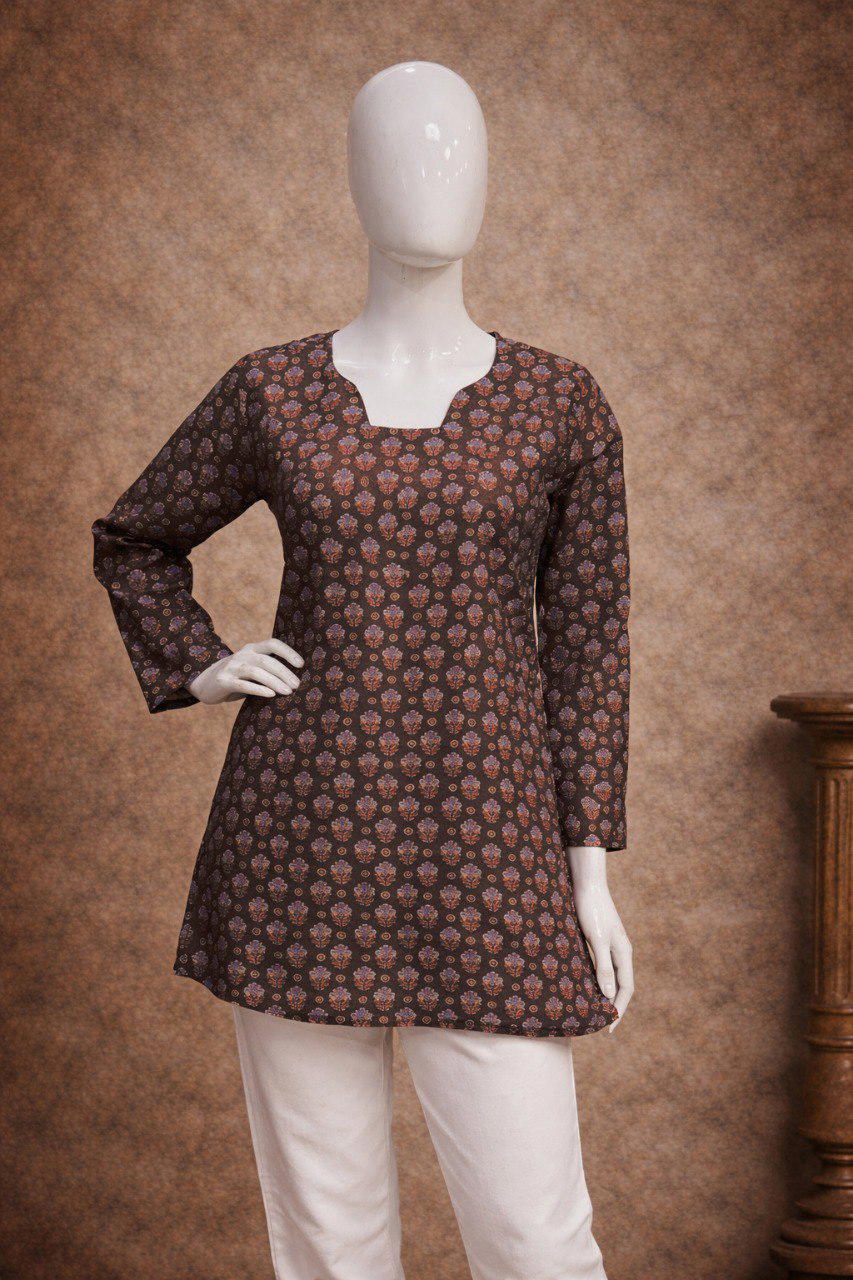 tunic-dark brown-print 1