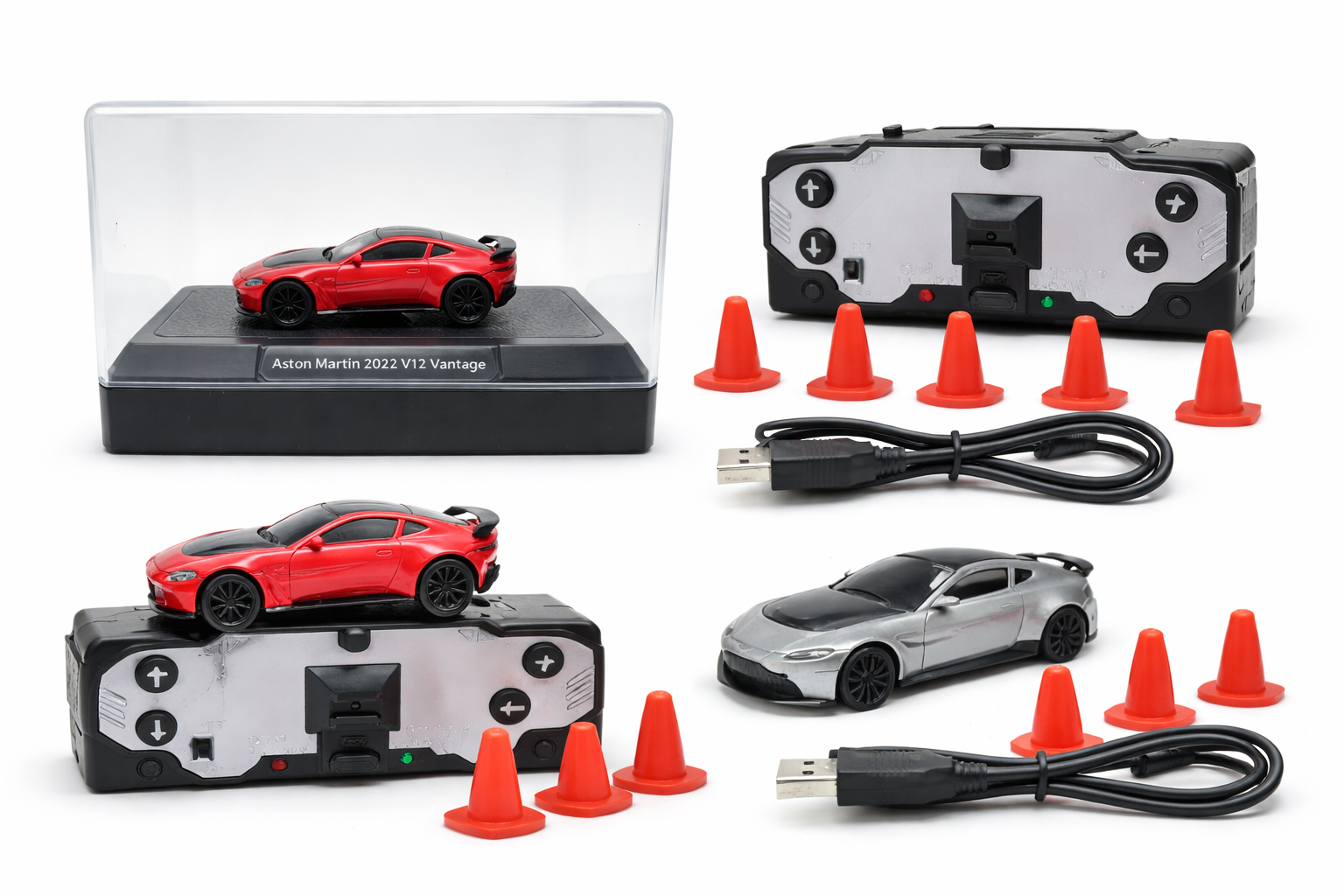 Mini RC Drift Car – Aston Martin Style | Rechargeable Remote Control Toy Car with Cones 2