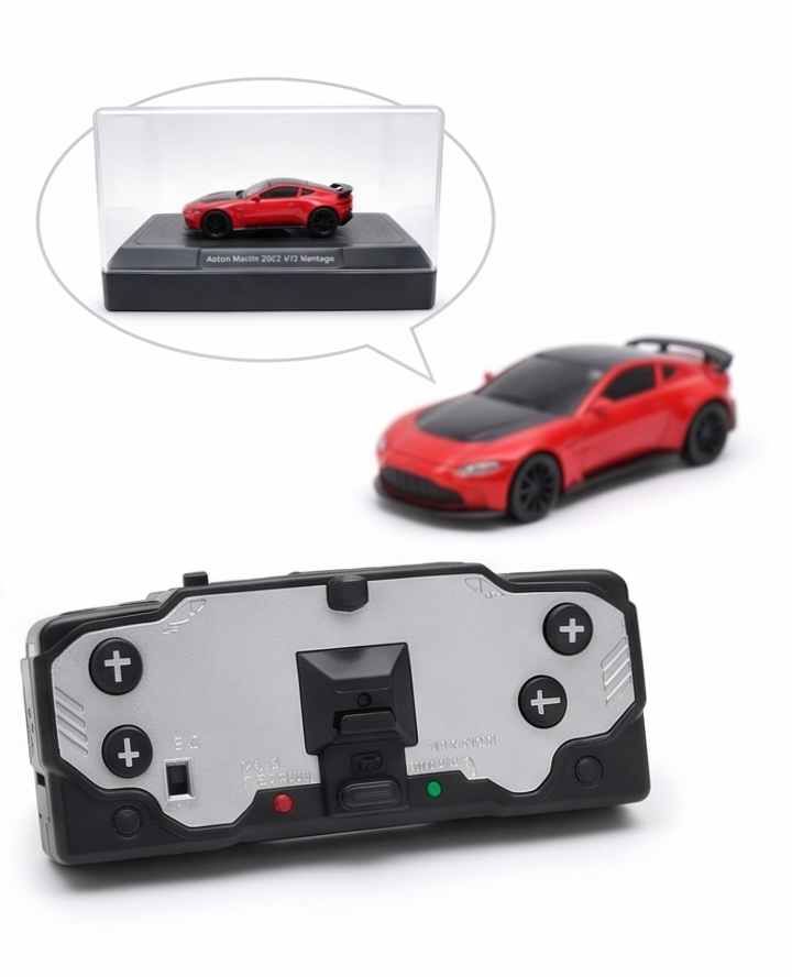 Mini RC Drift Car – Aston Martin Style | Rechargeable Remote Control Toy Car with Cones 3