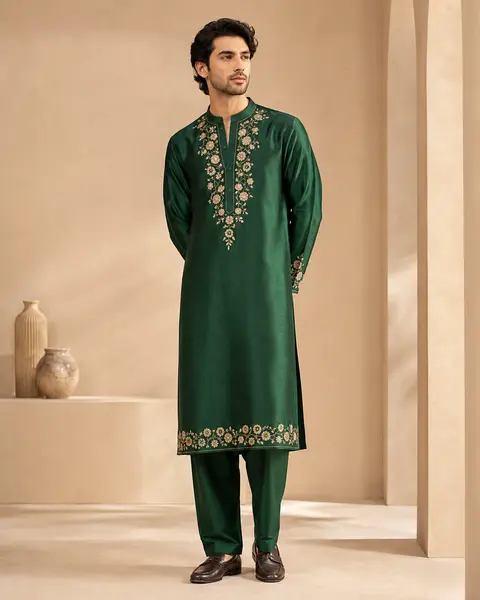 Navy Floral Regal Kurta Set