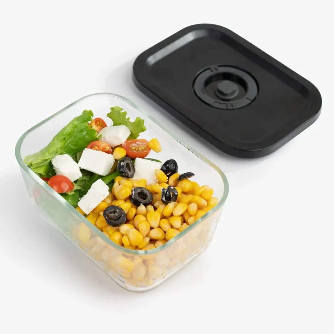 Rectangular Vacuum Glass Storage Container with Date Tracker Lid(800ml) 1